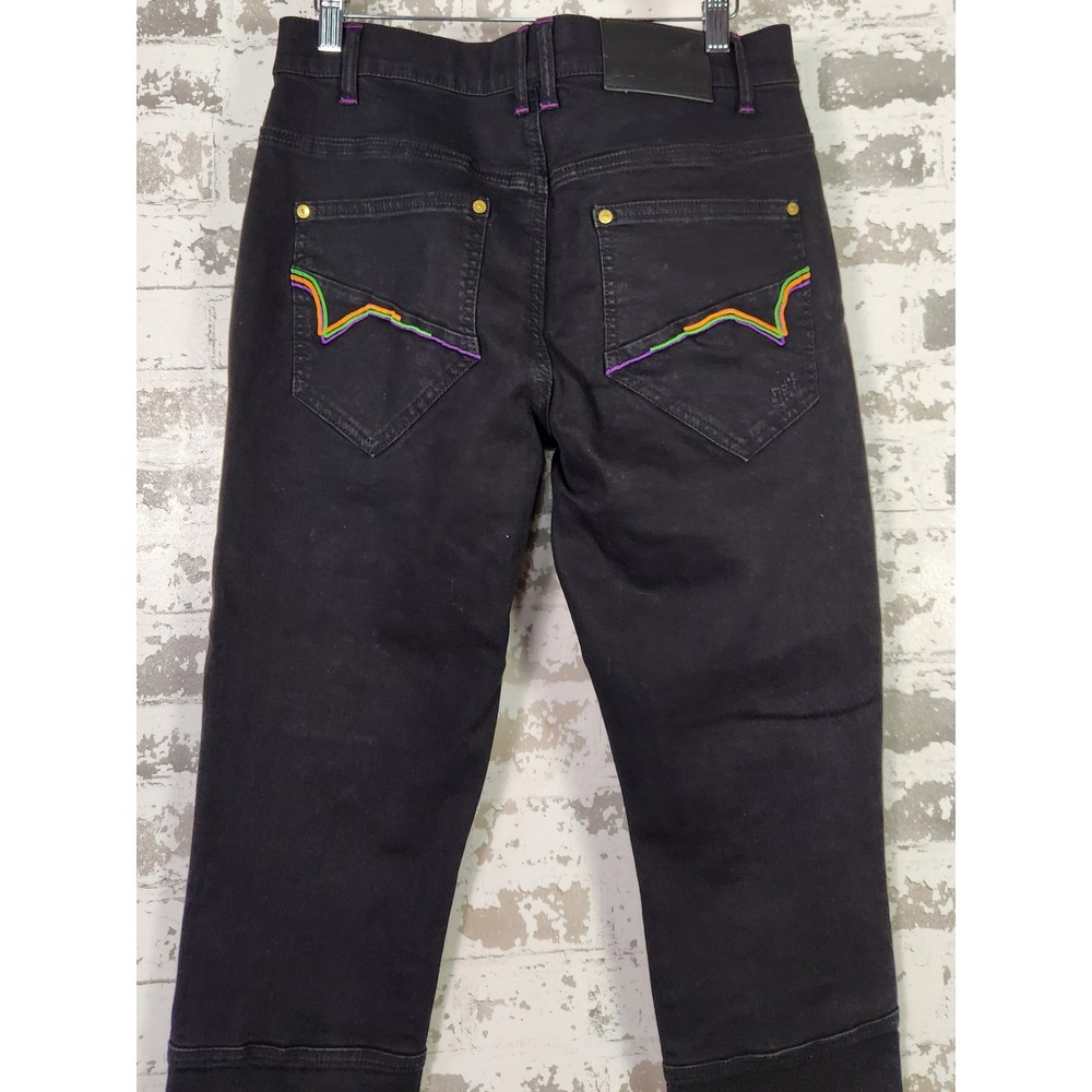Blac‎ Leaf Wisdom and Legacy Mens Black Denim Jeans 32x32 Patches Streetwear Y2K - Picture 8 of 16